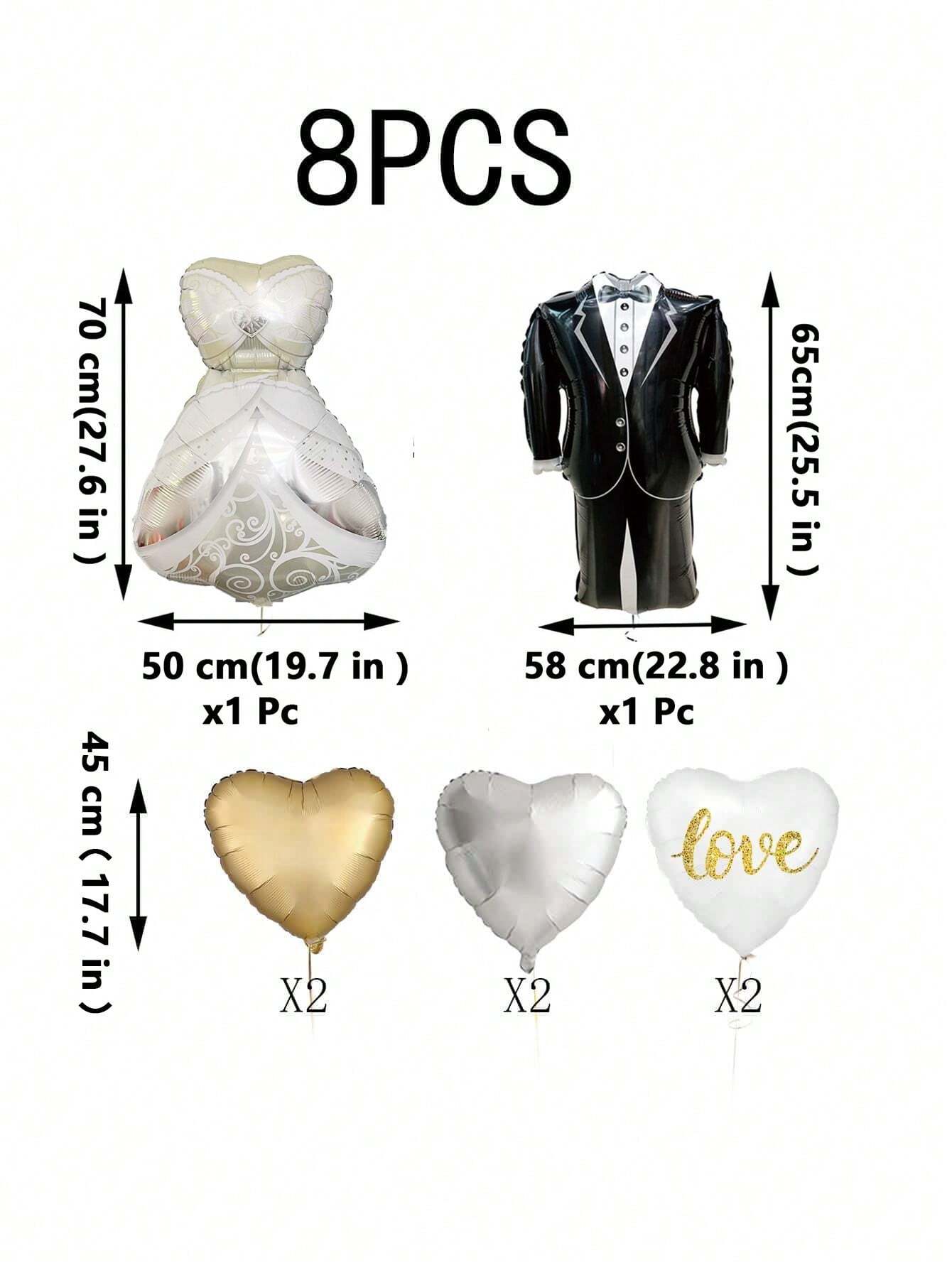 

8pcs Bride and Groom Clothing Love Aluminum Film Balloon Set Valentine s Day Wedding Birthday Party Decoration Balloon others