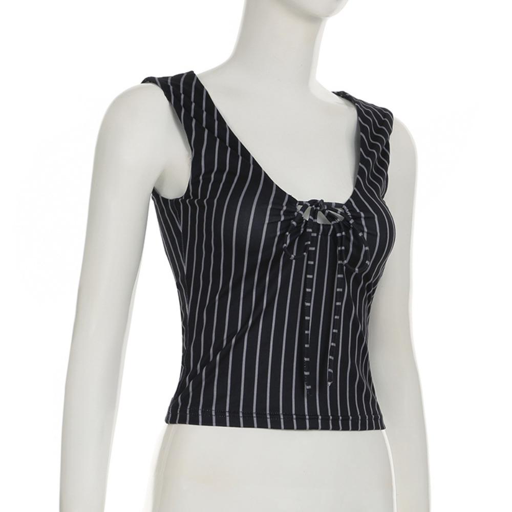 Korean Style Sleeveless Crop Top Round Dot Women Camisole Stylish Lace Up Vest Top  Female