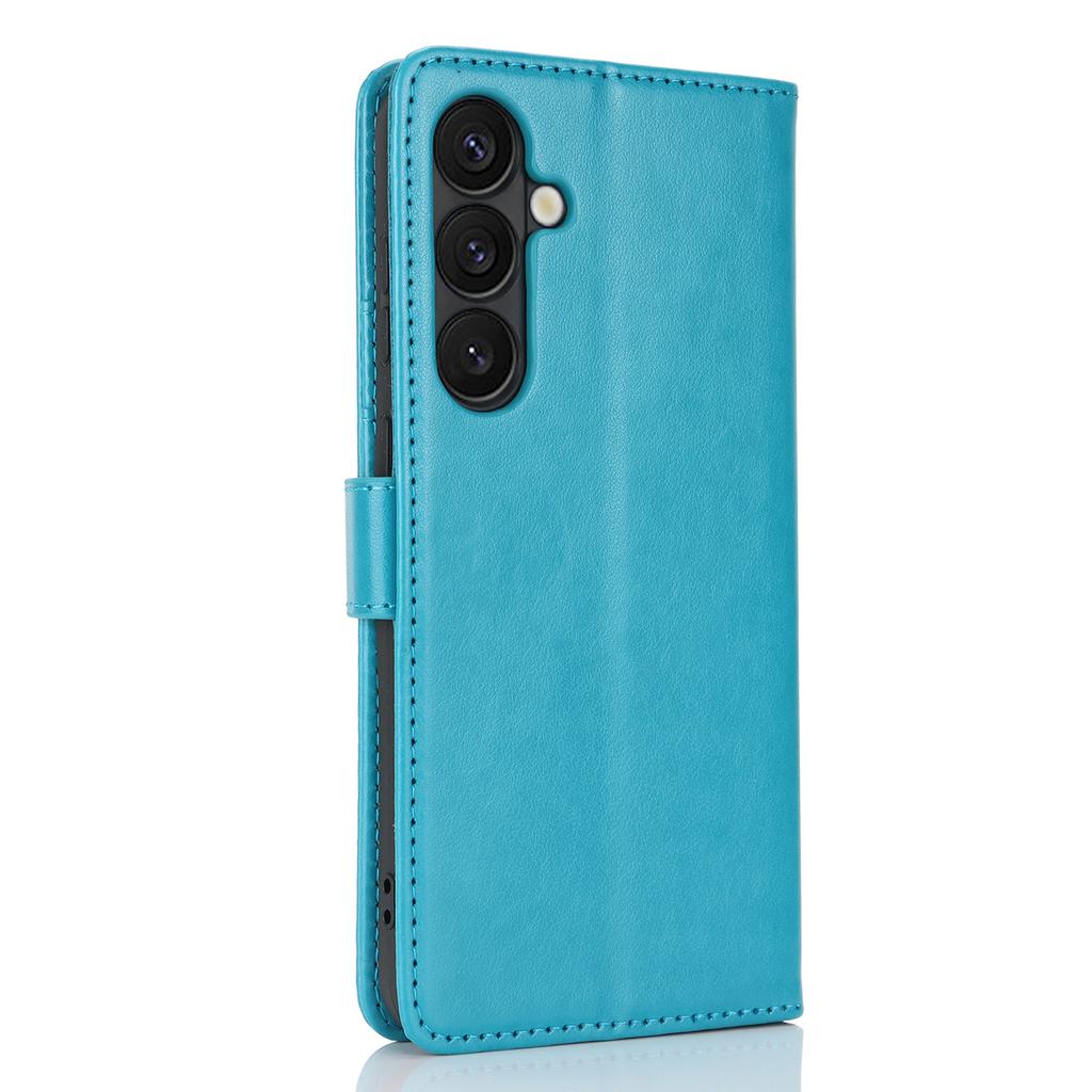 For Samsung Galaxy S24+ Stand Case Textured Leather Wallet Phone Cover with Strap