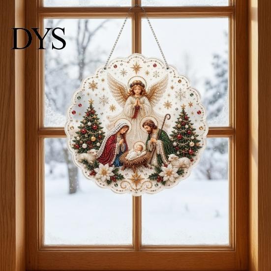 Faux Pearl Art Kits for Adults Christmas Ornament DIY Kit, Hanging Angel Santa Suncatcher, 3D Window Sparkling Sun Catcher Craft Kit Adults,