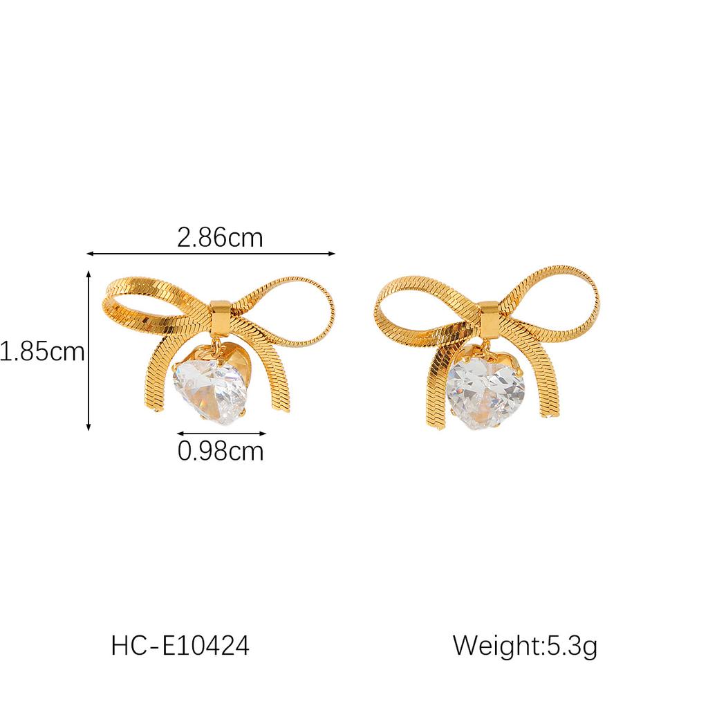 18k Gold Stainless Steel Earrings, Niche Light Luxury High-end Zircon Studs, Fashionable Versatile Ear Jewelry