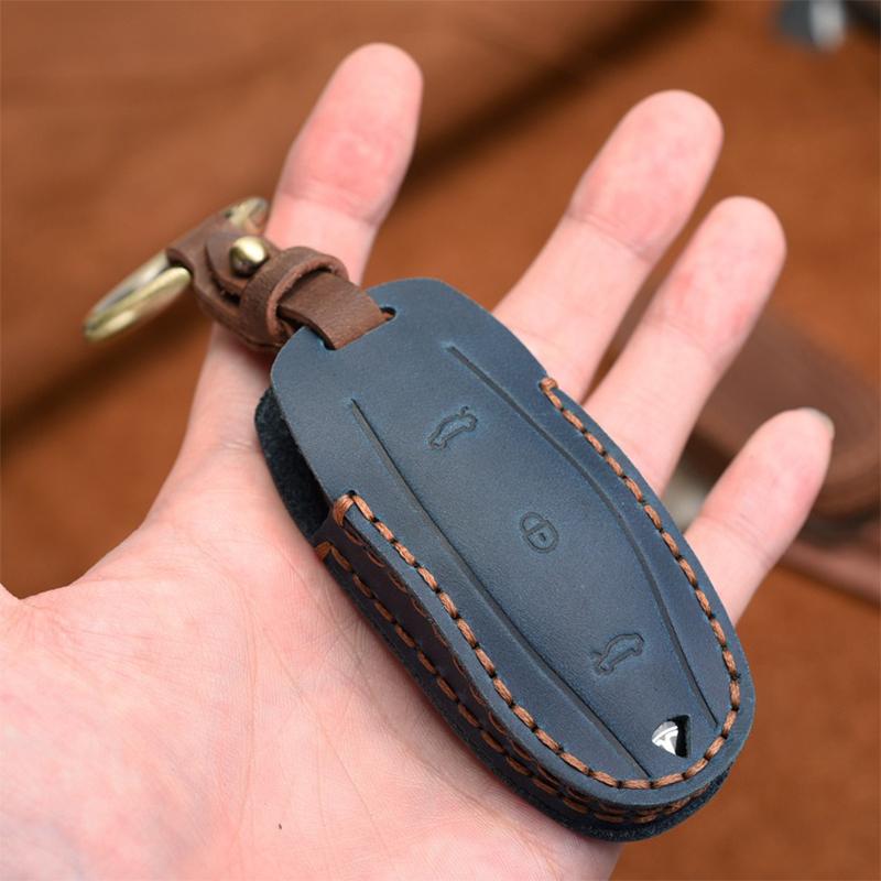 Car Smart Key Case Cover for Tesla Model 3 Model X Model S Model Y Leather Protector Bag