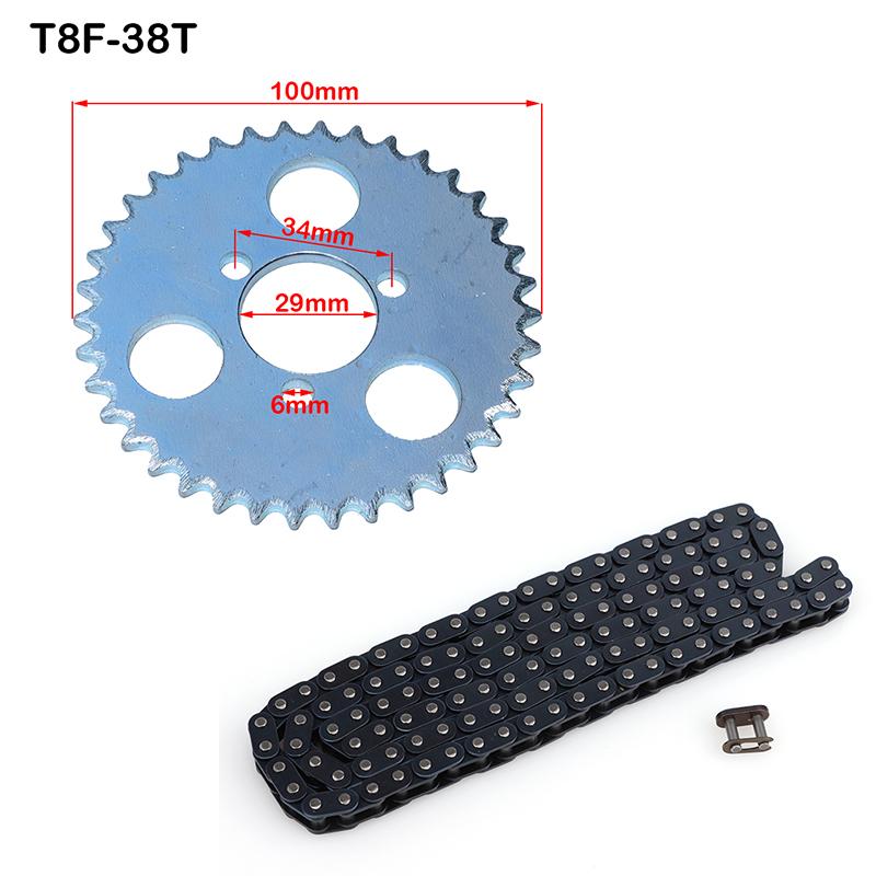 47cc 49cc T8F Chain 136 Links and 38 44 54 58 64 74 Tooth Sprocket for Mini Motorcycle Atv 4 Stroke 2 Stroke Engine Parts
