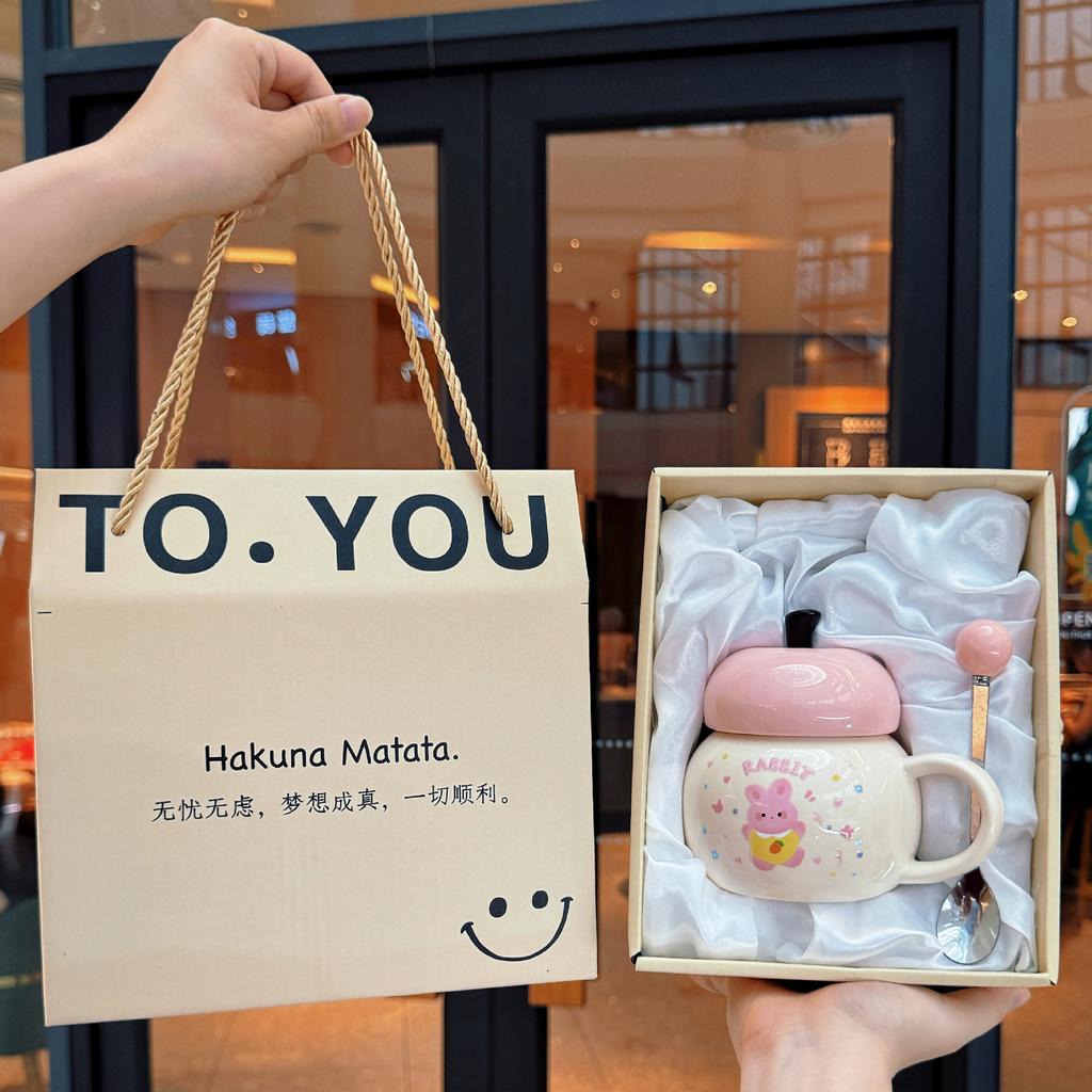 Mädchen Geburtstagsgeschenk Hasenbecher Keramiktasse Souvenir praktisches Geschenkset neue Wassertasse