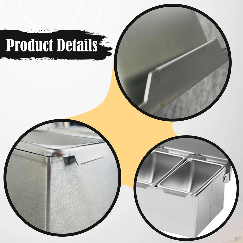 Condiment Server Stainless Steel Kitchen Organizer Tray Seasoning Box Dispenser Spice Container