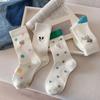 Spring and Summer Cute Girls' Mid-calf Socks, Sweat-absorbing and Breathable, Animal Pattern Cotton Socks, Simple and Versatile Socks