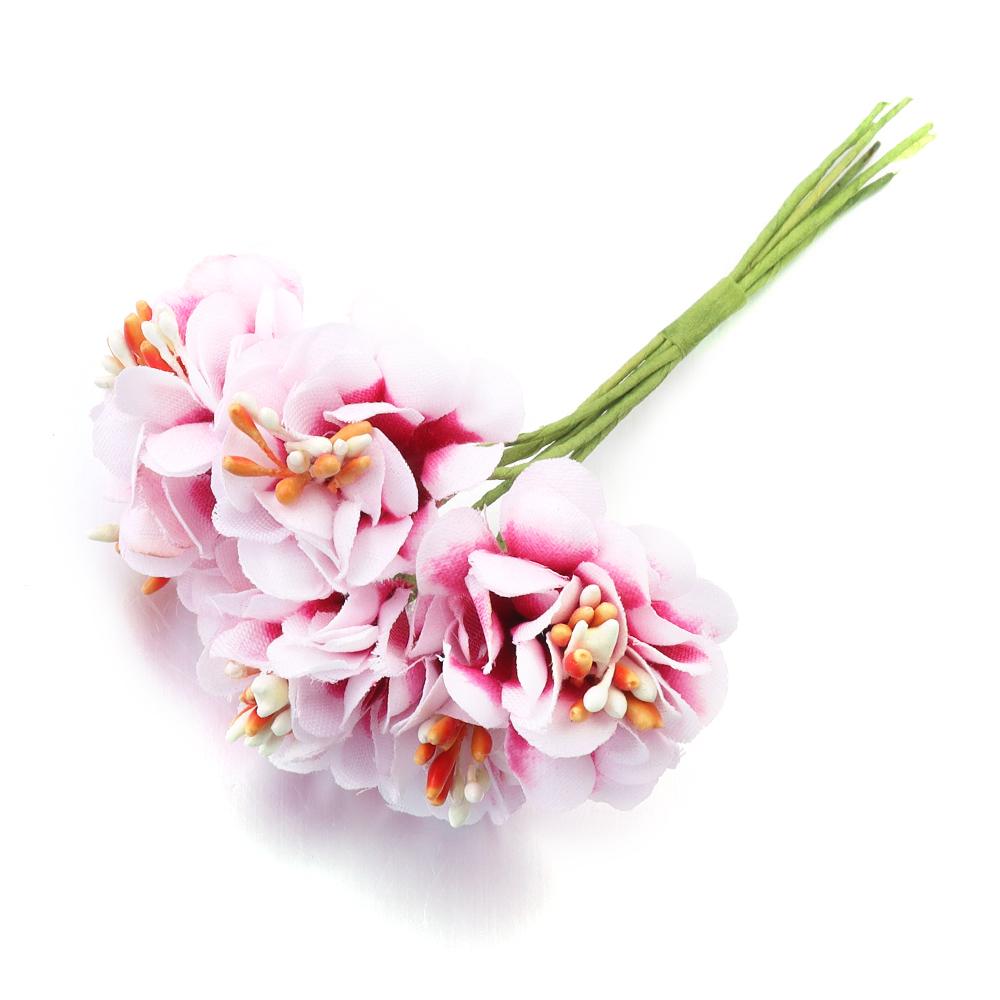 

6pcs 10.5cm Artificial Flowers Colorful Handmake Fabric Flowers For Wedding Party Christmas Home Scrapbook Wreath Gifts Decor гарячі рожевого кольору
