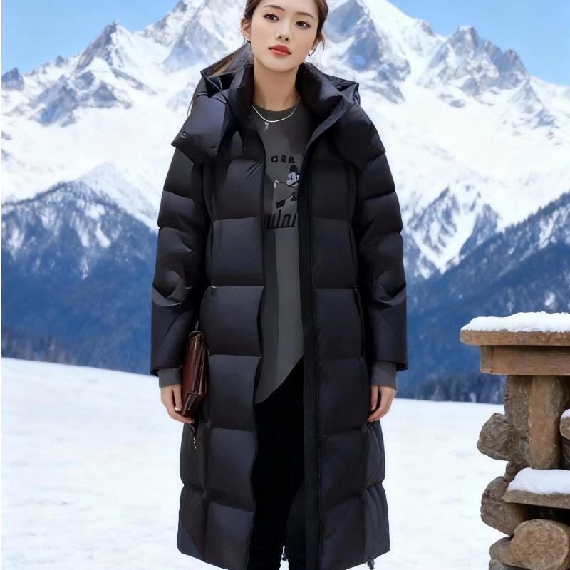 Winter new down jacket women's long over the knee super thick medium and long extreme cold explosion loose white duck down jacket