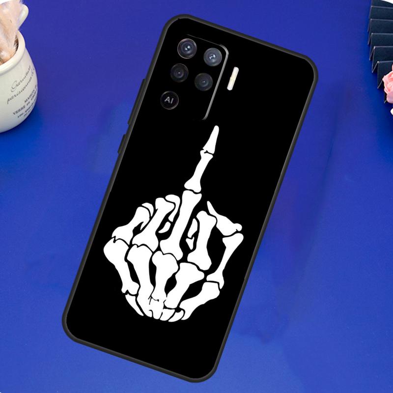 Skeleton Middle Finger Case For OPPO A17 A57 A77 A78 A15 A16 A52 A72 A76 A96 A74 A94 A5 A9 A31 A93 A54S A53S A57S