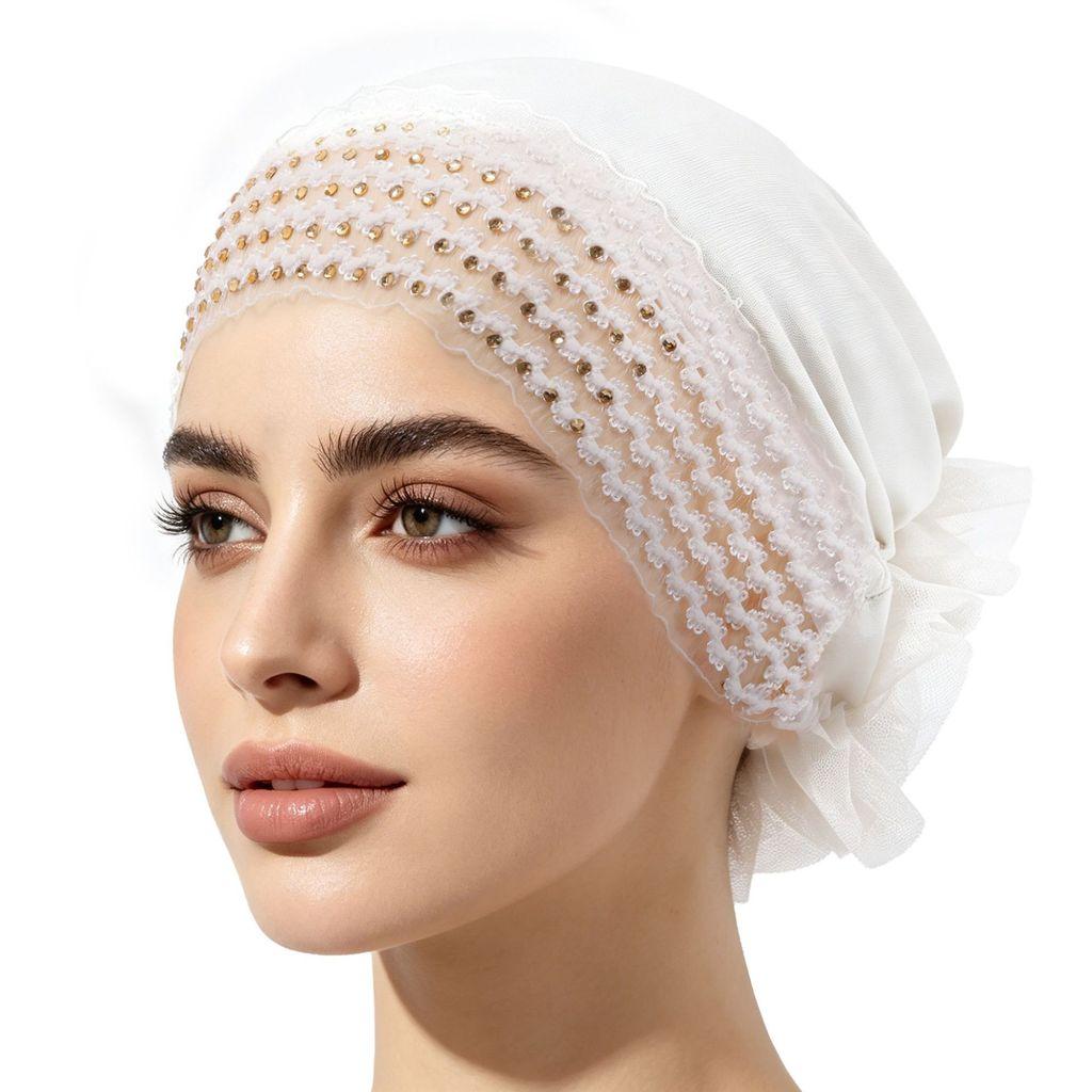 Plain Color Silk Cotton Head Cover With Sunshade And Elastic Band For Casual Wear