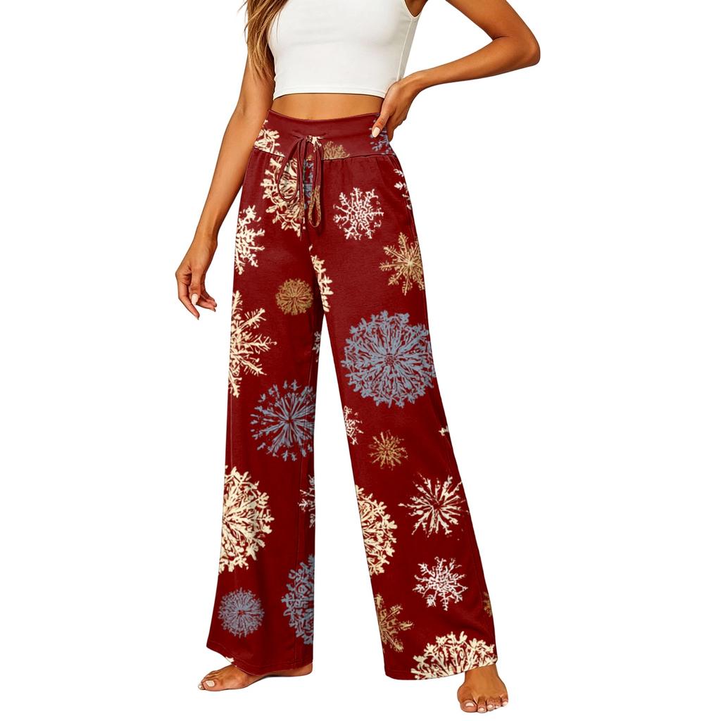 Women's Casual Straight Leg Pants with Elastic Waistband and Pockets for Everyday Wear