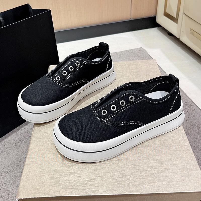 

Однопедальные парусиновые туфли женские весна и осень новые квадратные дышащие повседневные маленькие белые туфли универсальные толстые подошвы ленивые 37