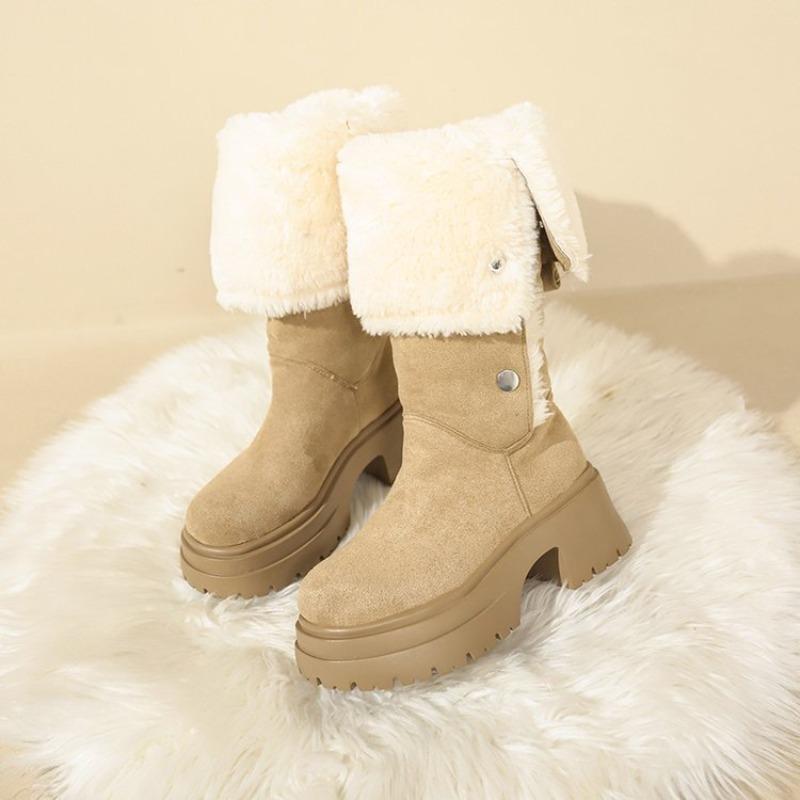 Thick-soled Long Snow Boots for Women 2025 New Autumn and Winter Dual-wear, Fleece and Thickened Warm Fashion Boots Cotton Shoes