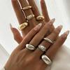 Ingemark 4Pcs/Set Stylish Simple Smooth Geometric Rings for Women Men Bohemia Exquisite Imitation Pearl Rings New Year Jewelry