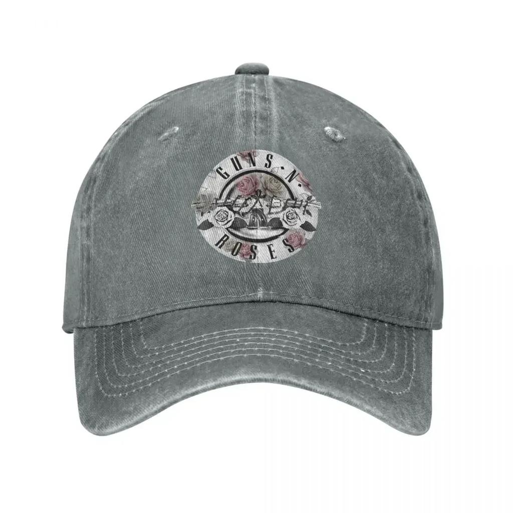 Guns N Roses Floral Bullet Baseball Caps Casual Distressed Denim Sun Cap Unisex Style Outdoor Summer Hats Cap