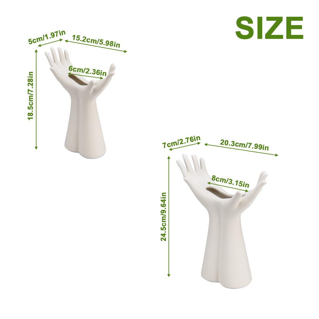 Hand Vase White Matte Ceramic Modern Flower Vase for Living Room Bedroom Dining Room