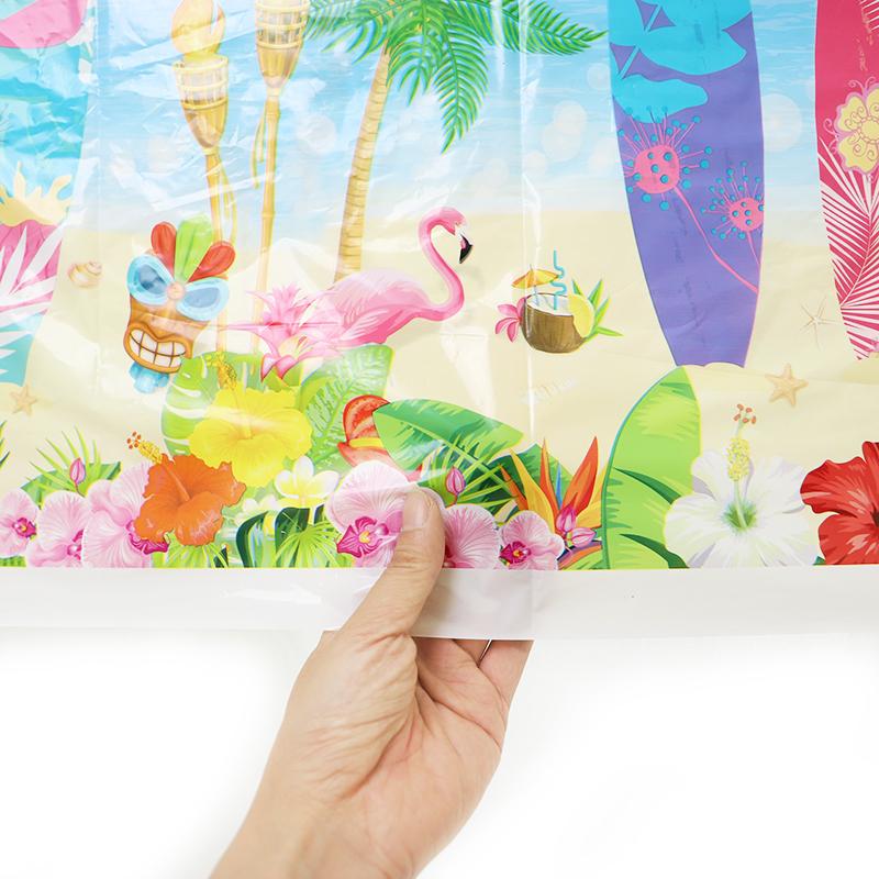 Hawaiian Party Disposable Tablecloth Grass Flowers Pattern Table Cover Tropical Summer Beach Birthday Party Decoration Supplies