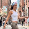 Oversized Button Sports Striped Printed Headband Stretch Fabric Fitness Hairband  Daily Wear