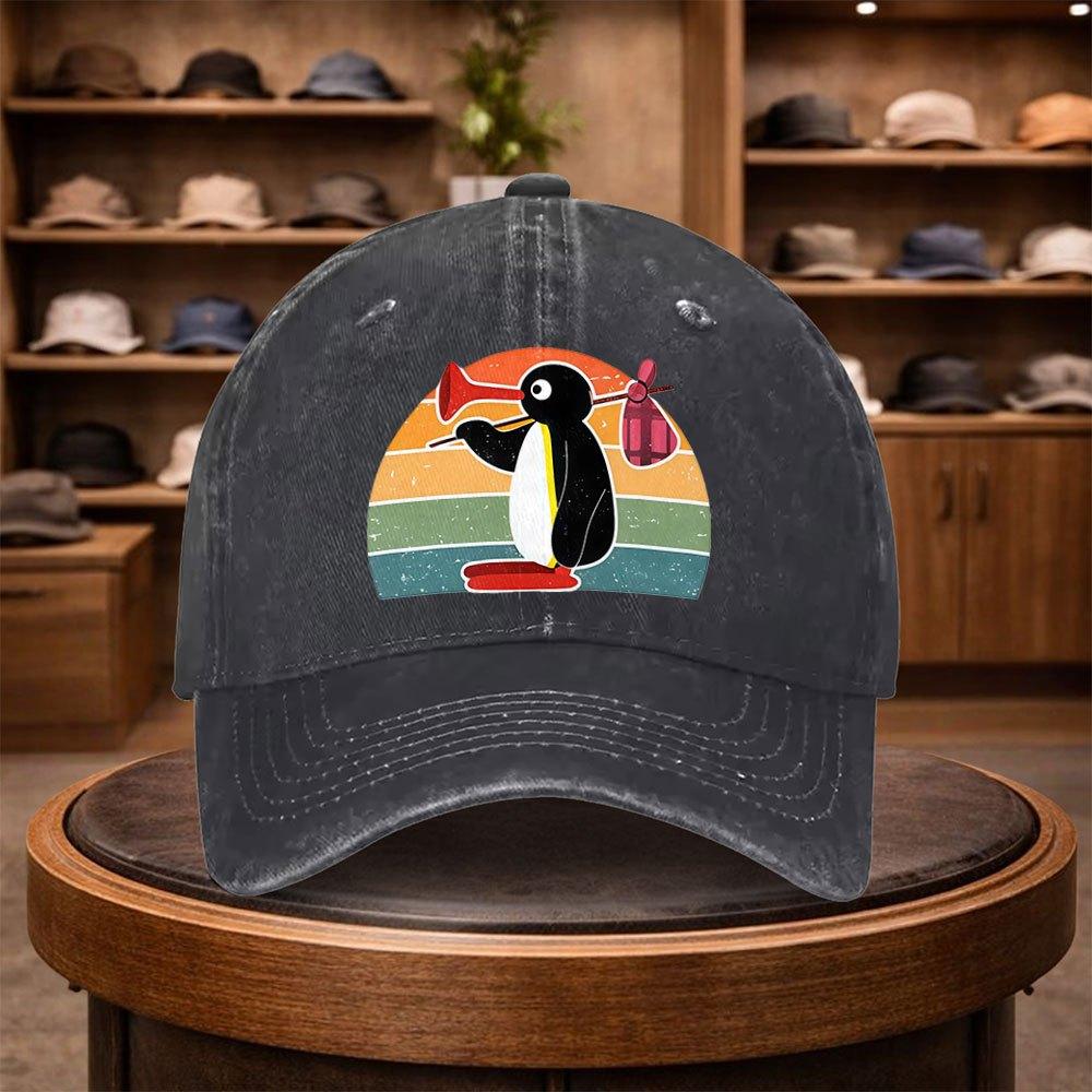A Pingu Printed Baseball Cap a Casual Duckbill Hat Stylish And Adjustable for Outdoor Use Suitable for Travel And Beach Vacat