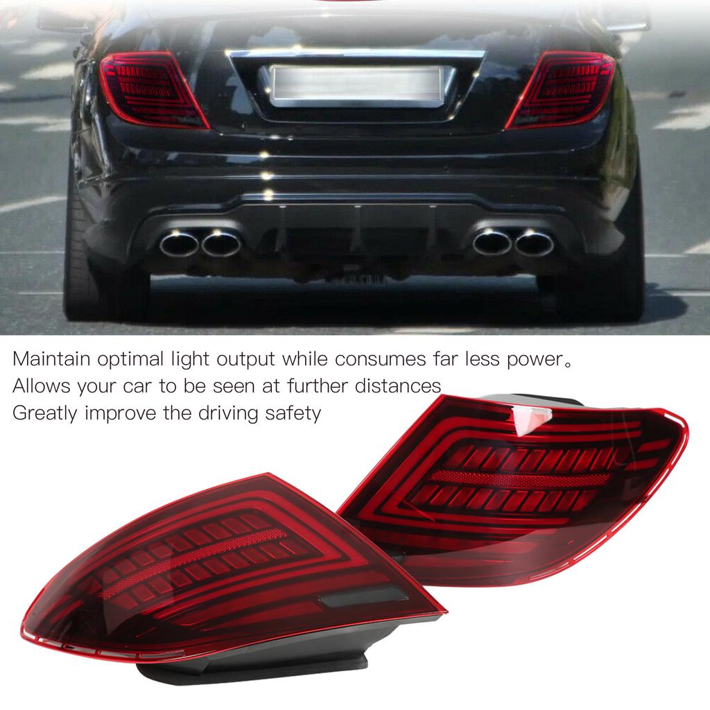 LED Tail Light Assembly Multifunction Sequential Replacement for   C Class W204 C180 C200 C300 2007‑2014