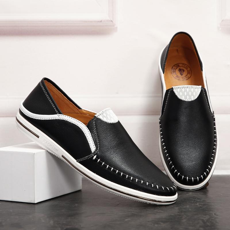 

Итальянская мужская обувь, удобные летние мужские мокасины, нескользящие мокасины из натуральной кожи, легкие дышащие туфли-лодочки, легкие 44 чёрный