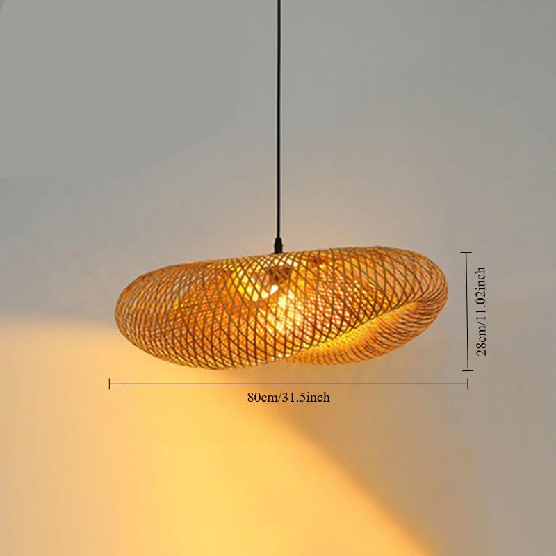 Bamboo Hand Weaving Pendant Lights 80cm Hanging LED Ceiling Lamp Chandelier Fixture Rattan Hand Craft Woven Home Bedroom Decor