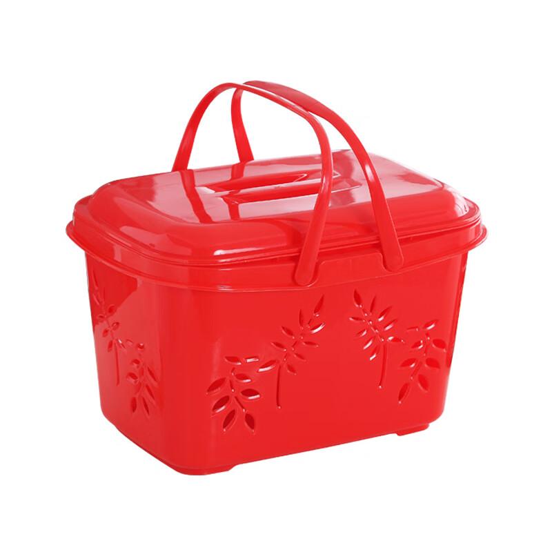 Плетеная пластиковая переносная корзина с крышкой