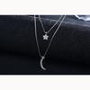 Star Moon Pendant Female Double Short Necklace Collarbone Chain Necklace Jewelry Romantic Valentine's Day Gifts for Girlfriends