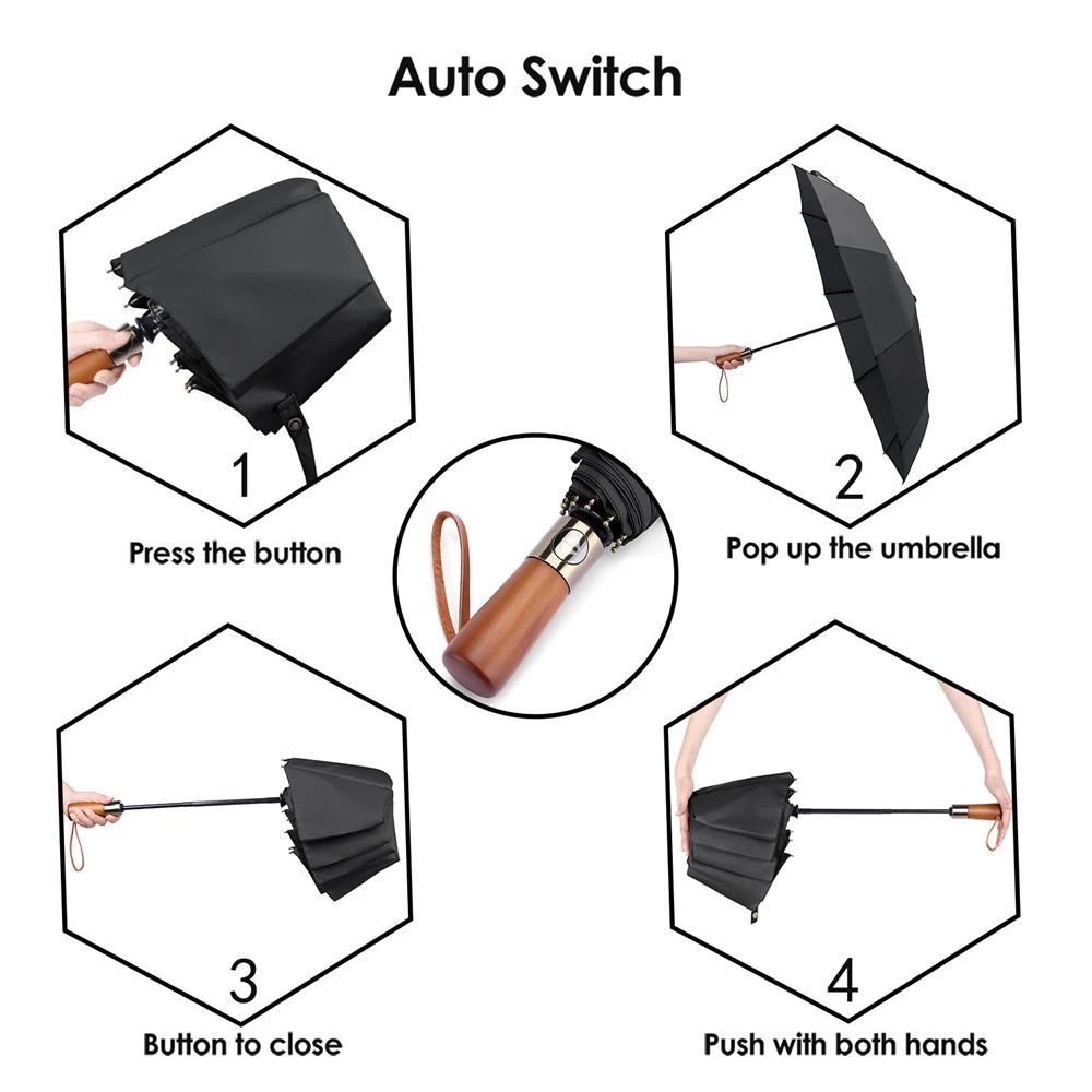 Luxury Automatic Business Umbrella For Men Anti-UV Parasol Beach Umbrella Portable Foldable Car Windproof Rain Umbrella