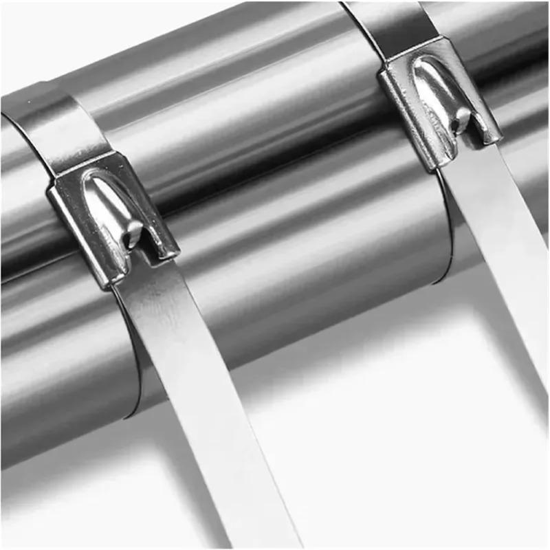 20/100Pcs Stainless Steel Cable Tie Reusable Self-sealing Fastening Rings Cable Tie Multi-Purpose Metal Hardware Cable Organizer