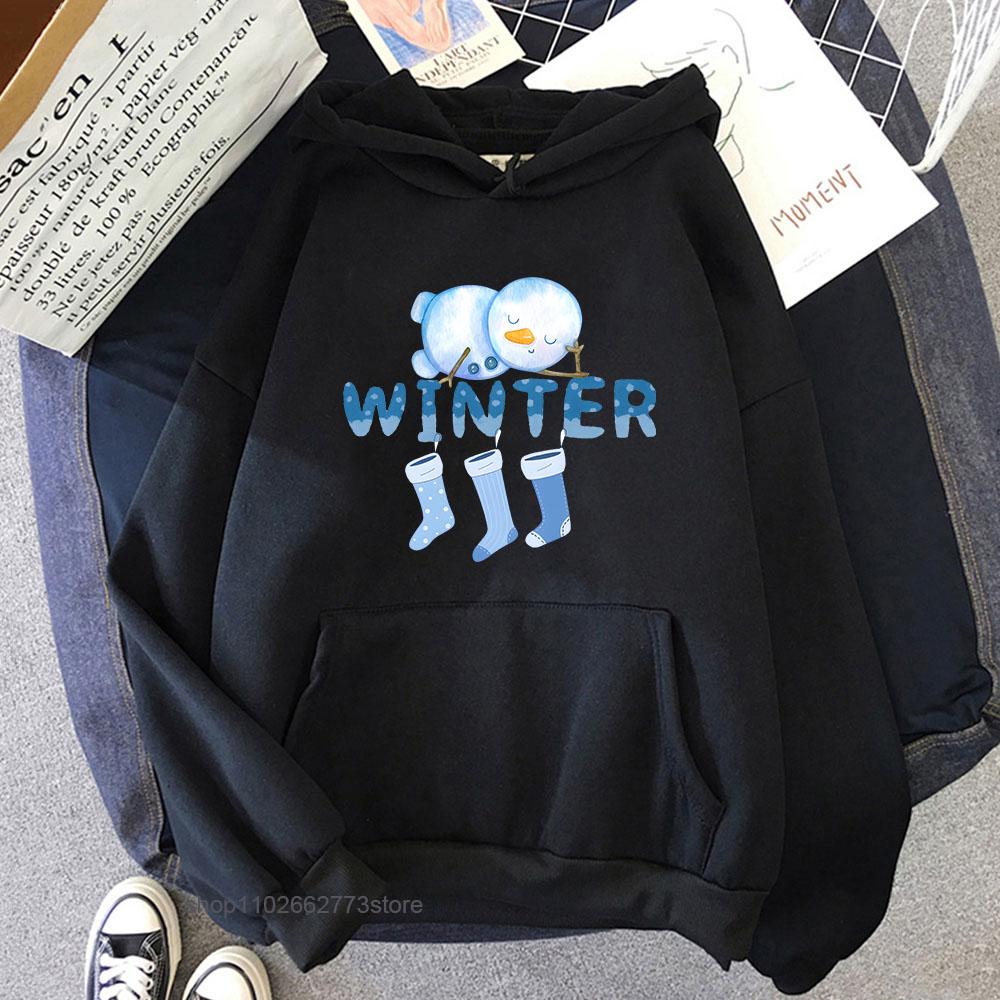 Christmas Socks Print Hoodies Blue and White Chinoiserie Sweatshirt Winter Clothes Women Cartoon Men's Long Sleeve Tops