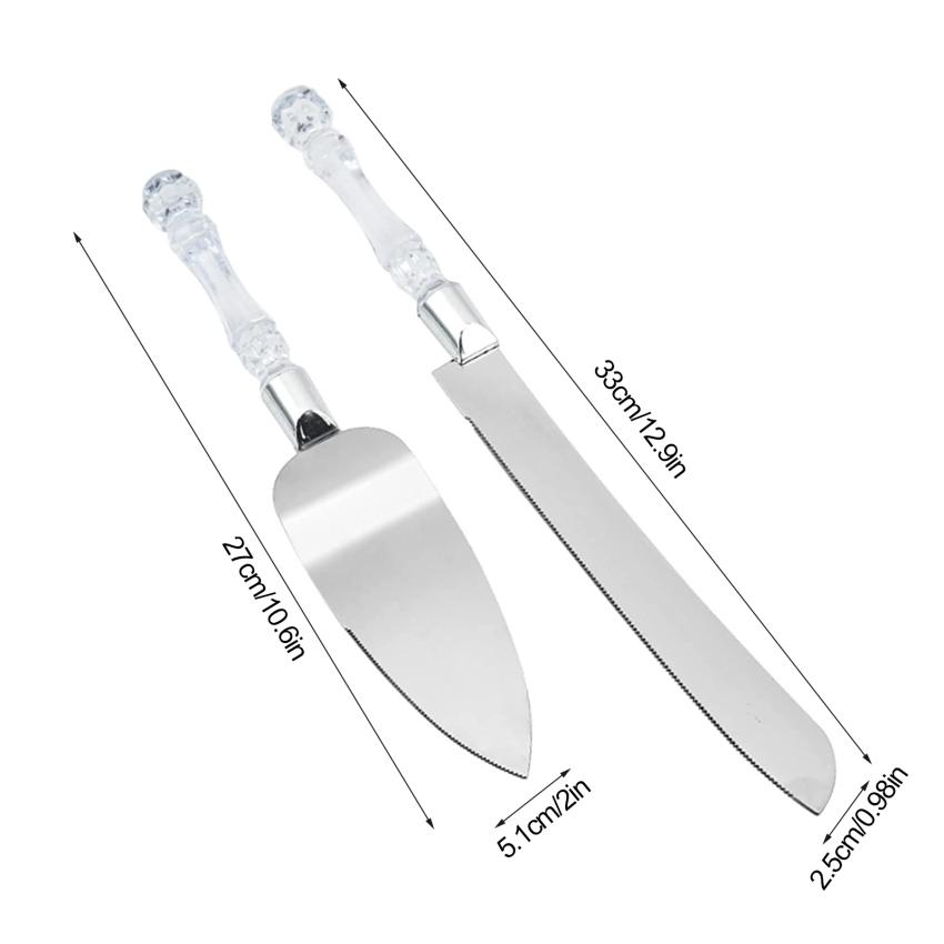 

Набор из 2 ножей для резки свадебного торта с ручками из искусственного хрусталя из нержавеющей стали и первоклассными инструментами для выпечки