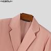 INCERUN Two Pieces Outfits Men Lapel Long Sleeve Cropped Blazer Long Flare Pants Sets