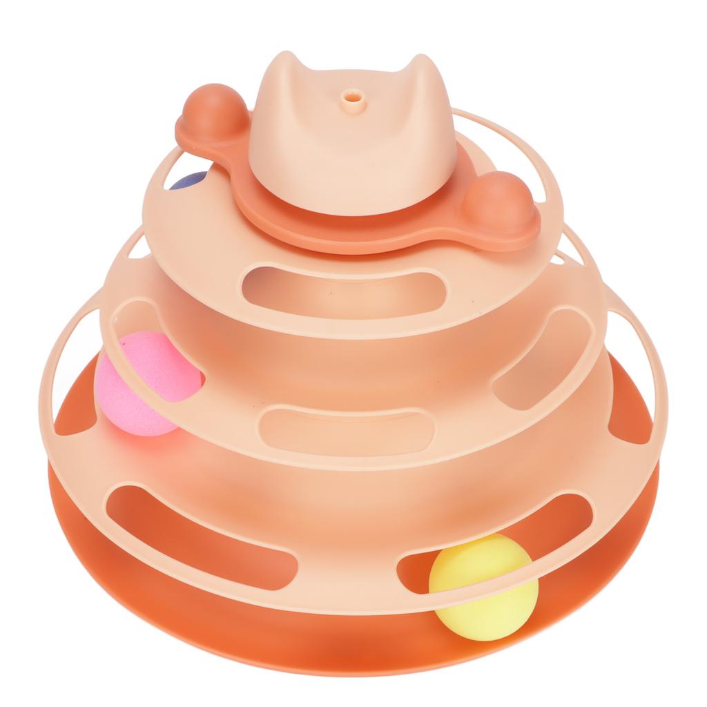 Cat Turntable 4 Level Detachable Prevent Scratches Interactive Cat Tracks Toy for Pets CatsOrange
