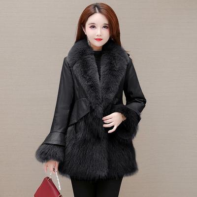 Women's Faux Fur Coats Fall/Winter High-end Thick Down Filled Leather Jacket Short Cardigan Jacket