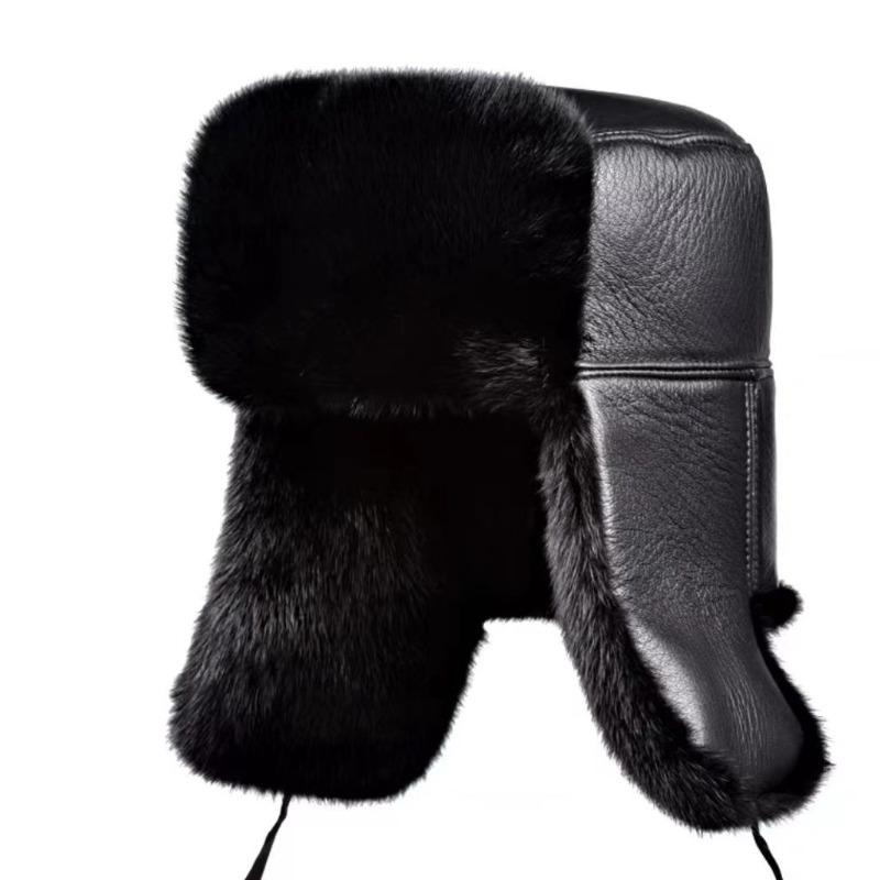 Hat men's ear protection winter imitation fox hair warm and cold fur hat outdoor dog skin cotton hat