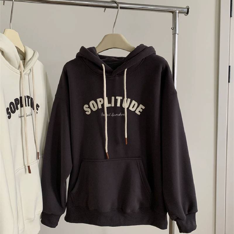 Vintage Hoodie mit Buchstabenaufdruck für Damen mit gespleißtem Design Weich Leicht für Frühling Herbst