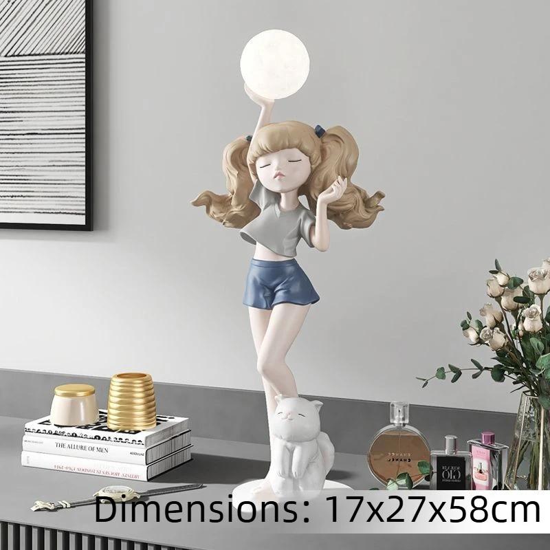 Creative Glowing Figurines Human Animal Theme Mini Statue Resin Material Craft Ornament Indoor Living Bedroom Home Decoration Cr