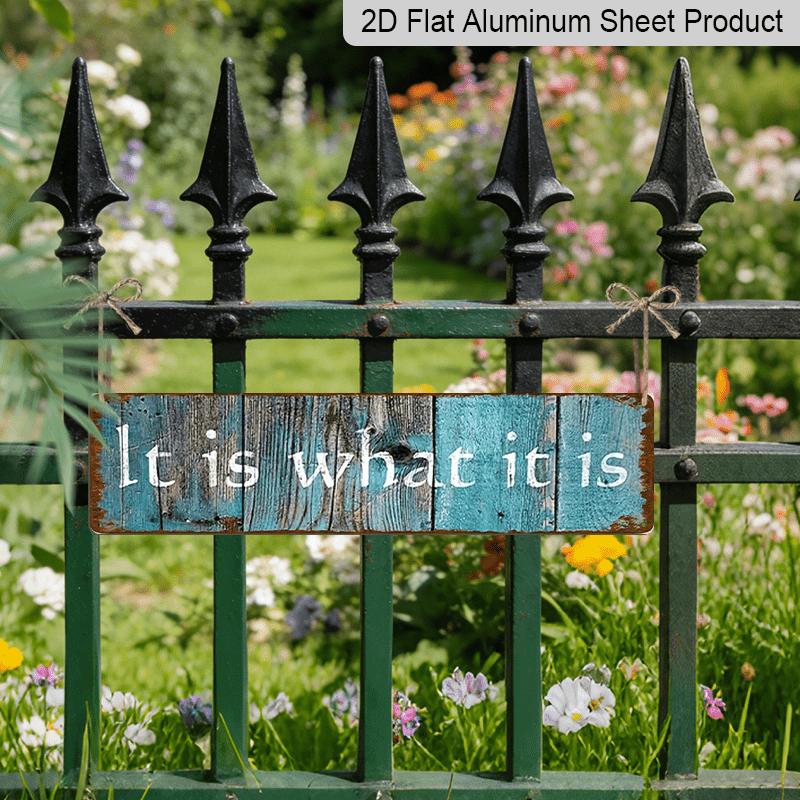 15.7×3.94inch Rustic Teal Aluminum Sign "IT IS WHAT IT IS" - UV Printed, Aluminum Decorative Sign, Vintage Decor for Home, Garage, Cafe, Restaurant