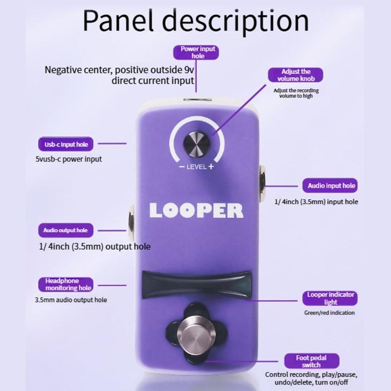 Portable Guitar Looper Pedal Touch Recording Zinc Alloy Body Suitable for Musicians Practice Performances and Creation
