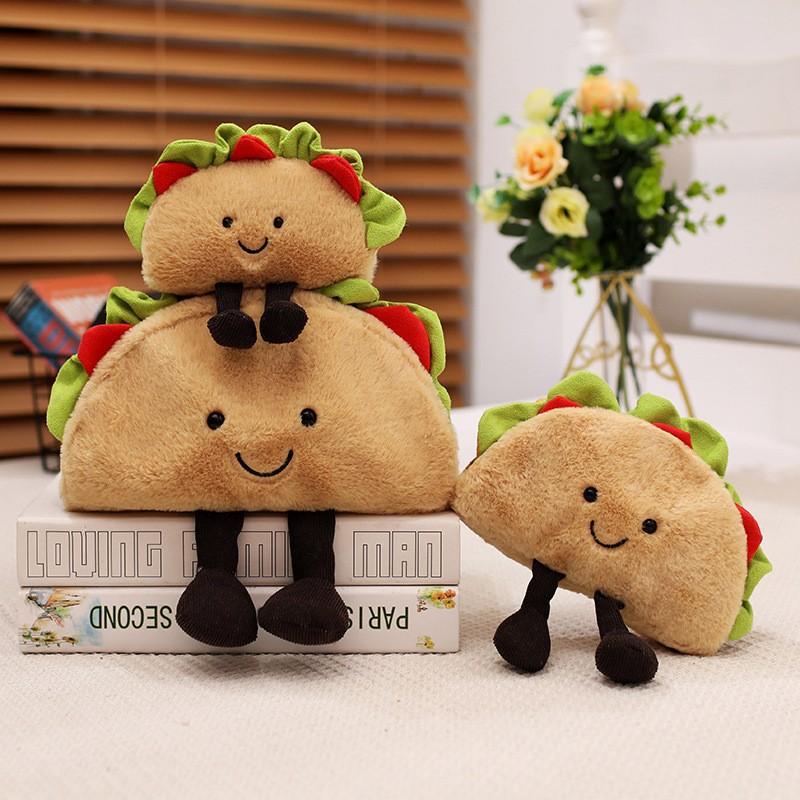 Cute Taco Plush Toy Keychain Backpack Charm Claw Machine Stuffed Animal Soft Hanging Ornament Gift