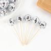 Retro Disco Ball Cake Toppers 70s 80s Style 3cm Disco Mirror Ball With Wooden Stick Baking Birthday Decor Supplies