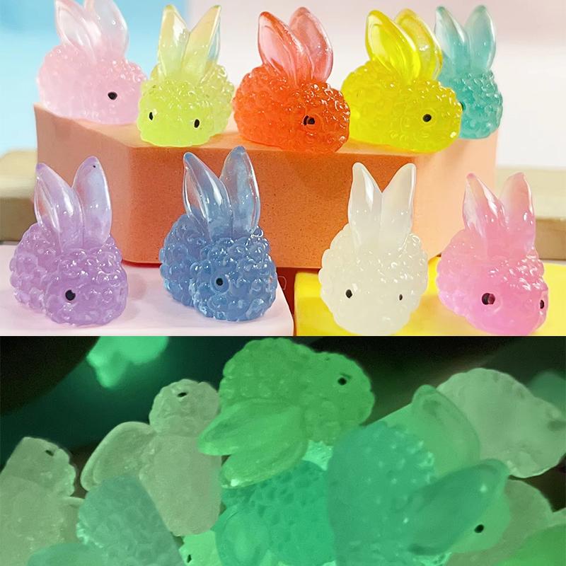 10Pcs Kids Night Glow Resin Animals Rabbit Flat Back Embellishments Scrapbook Kawaii Diy Decorative Accessories Adult Toys Gift