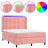 Sommier tapissier - Maison Exclusive - 140x200 cm - Velours rose - Matelas à ressorts ensachés - LED inclus