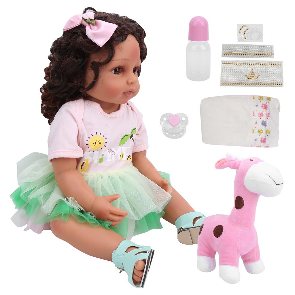 55CM Lalka Reborn Modna Lalka Dziewczynka Miękkie Kręcone Włosy Elastyczna Lalka Prezent dla Dzieci Zabawka