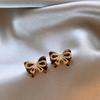 Korean Style Silver Diamond Bow Earrings: Elegant, Versatile, High-End Studs for Women