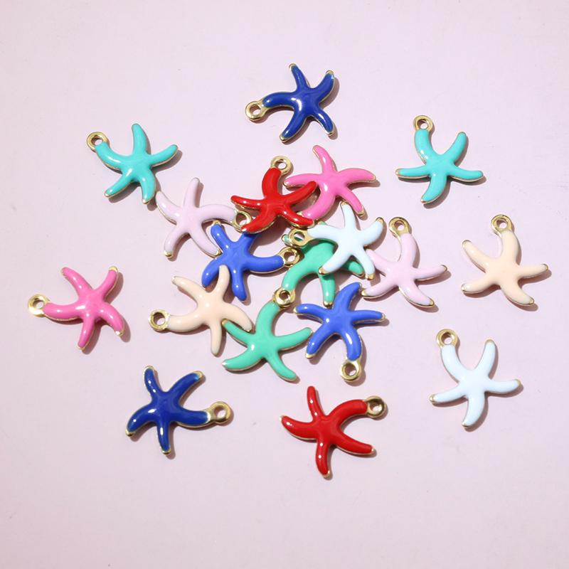 20pcs Stainless Steel Small Enamel Starfish Charms Pendant 10.5x10mm DIY Jewelry Making Accessories for Necklace Earrings