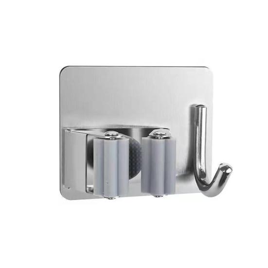 

Держатель для швабры, прочный подшипник, простая установка, многоцелевой настенный держатель из нержавеющей стали, крючок для швабры, аксессуары для кухни и ванной комнаты Large серый