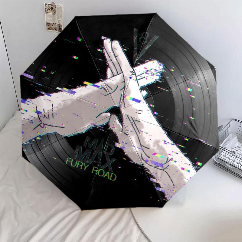 Запись Mad Max Паттерн Паттерн Новый Стиль Зонт, 1 Штука Автоматический Складной Зонт, Портативный Дизайн Зонт для Путешествий, Уличный Зонт