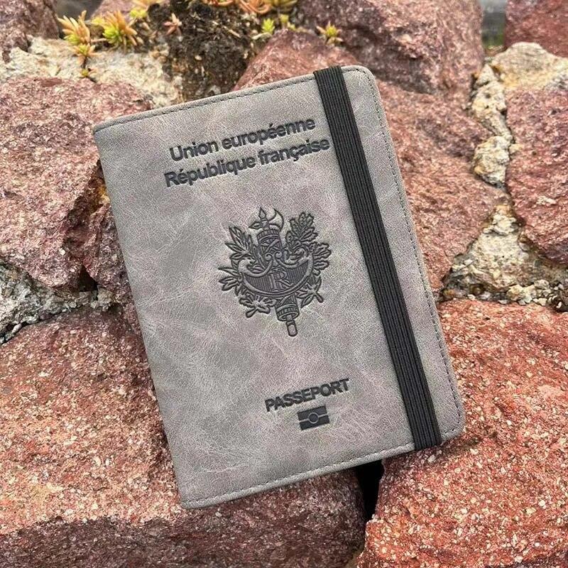 

Обложка для паспорта с резинкой для путешествий, французские обложки для паспорта для девочек-французов, Etui Passeport France серый